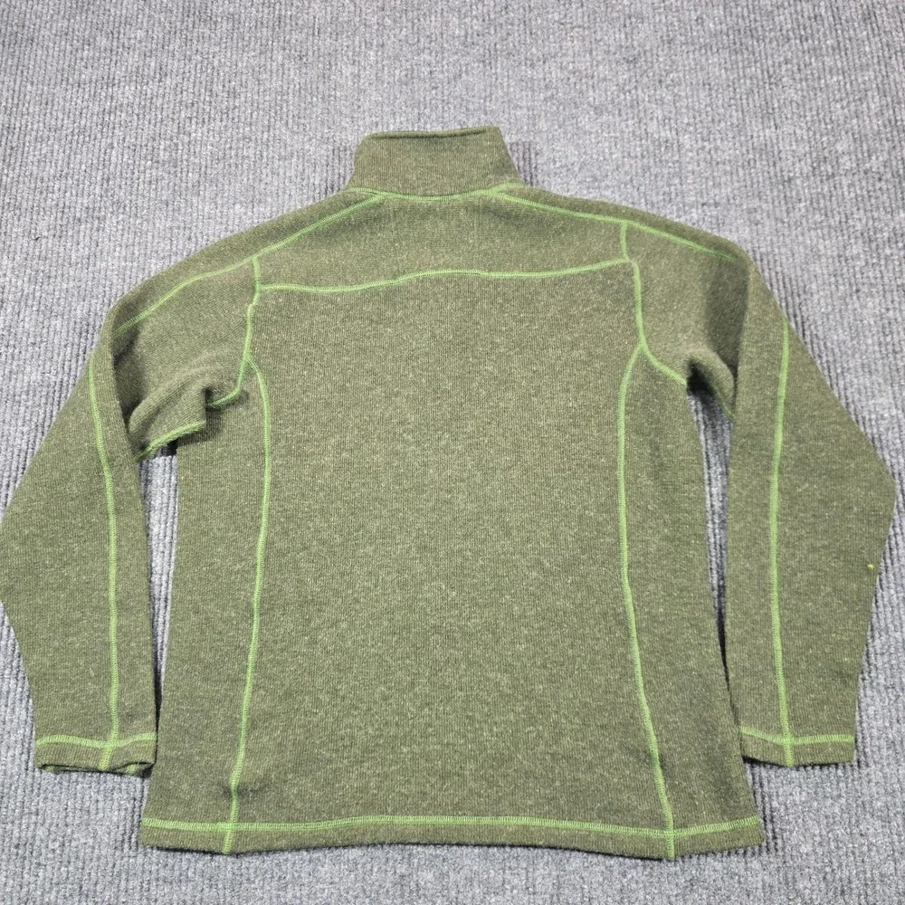 ExOfficio Sweater Mens Medium Green Wool Blend Thermal Mock Neck Henley Pullover